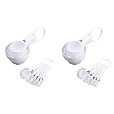 Imagem de 2 Conjuntos Copo Medidor Líquido Colher De Medida Medindo Com Escala Cereal Cozimento Com Escala Utensílios De Medição Pequenas Colheres De Medição Concha Branco Pp Café Em Pó