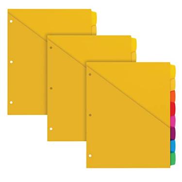 Imagem de Oxford Write 'n Apase divisórias plásticas, 8 abas, bolso diagonal, abas para escrever, apagar caneta esferográfica, marcador, lápis, asstd. Cores, 3 conjuntos (89993)