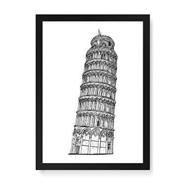 Imagem de Arte Maníacos Quadro Decorativo Torre de Pisa Linhas - 23x16,25cm (Moldura caixa em laca preta)