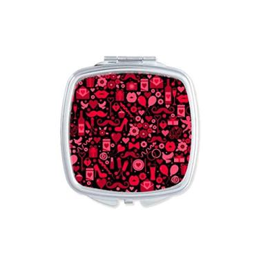 Imagem de Black Pink Hearts Lábios Espelho de Dia dos Namorados Portátil Compacto Bolso Maquiagem Dupla Face Vidro