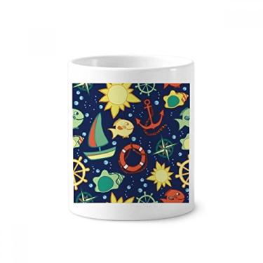 Imagem de Navigation Fish Boat Suporte de caneta de escova de dentes colorida para caneca, suporte de cerâmica, copo lápis