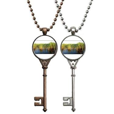 Imagem de OFFbb-USA Paddy Field Art Deco Presente Fashion Chaveiro Colar Pingente Joias Decoração de Casal