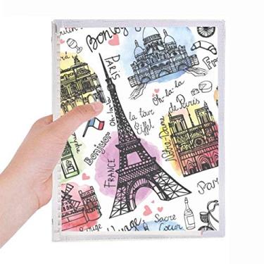 Imagem de Caderno de aquarela Building France Torre Eiffel Diário Folhas Soltas Recarregável Diário Papelaria
