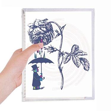 Imagem de Plant Leaves Chapéu de guarda-chuva rosa caderno de flores Folhas soltas Diário Recarregável Diário Papelaria