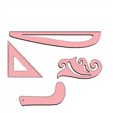 Imagem de Kit Réguas Corte Costura Modelagem Alfaiate 8036 MDF Fenix