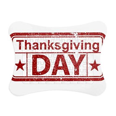 Imagem de Moldura de quebra-cabeça com estampa de selos de Dia de Ação de Graças, enfeite de quebra-cabeça