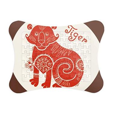 Imagem de Year of Tiger Animal China Zodíaco Vermelho Moldura Decoração para Jogos de Quebra-Cabeça Enfeite