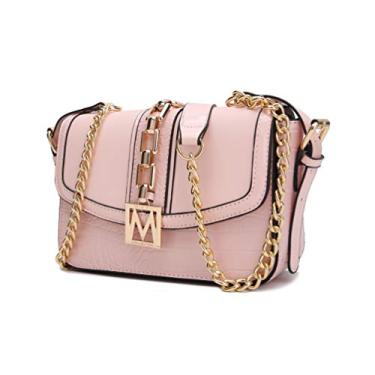 Imagem de Bolsa transversal MKF para mulheres – Bolsa feminina de couro PU – Bolsa lateral carteiro, alça de ombro, Blush, Medium