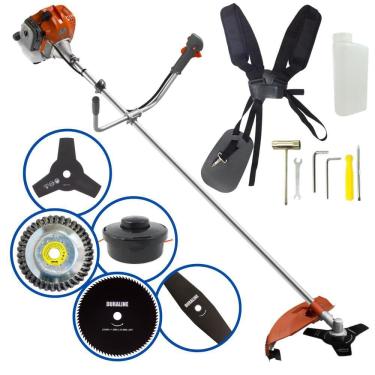 Imagem de Aparador de Grama Á Gasolina Tekna RL520ACN TK 52cc 2HP 9000RPM + Extra Lâmina Facão +  Lâmina 80 Dentes + Escova De Aço Circular Rotativa