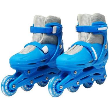 Imagem de Patins Roller In Line 4 Rodas Infantil Masculino Azul Tamanho 29 30 31