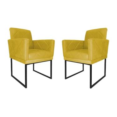 Imagem de Kit 02 Poltronas Klara Base Ferro Preto Suede - Estopar