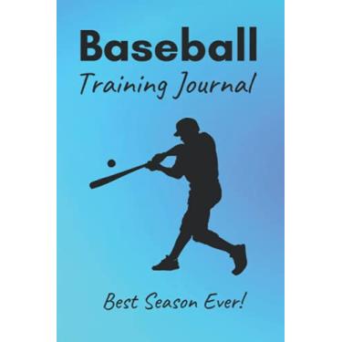 Imagem de Baseball Training Journal: Notebook for baseball player with specific prompts to track practice, skills, achievements, and to record best memories - Blue cover – a useful baseball accessory!