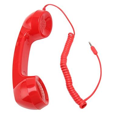 Imagem de Dpofirs Aparelho de telefone retrô, vintage retrô de 3,5 mm, receptor de celular, microfone portátil à prova de radiação para telefones celulares e computadores (vermelho)