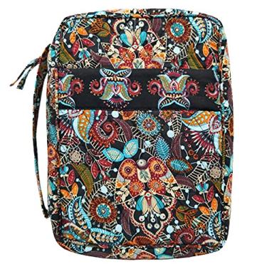 Imagem de DIWI Capa bíblica acolchoada tamanhos grandes 25 x 18 x 7 cm boa capa para livros (L, C1 Jungle Secret) mocha chocolate java azul