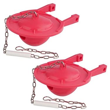 Imagem de Pacote com 2 flappers de vaso sanitário, compatível com o modelo THU138S da TOTOTO, substitui as palhetas de 7,6 cm, melindrosa de borracha de longa duração com corrente de aço inoxidável, economia de água, fácil de instalar, vermelho
