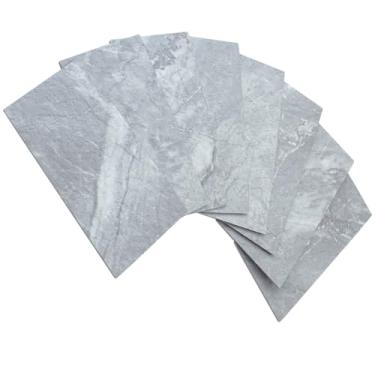 Imagem de 100 peças de azulejos de parede rodabanca AULIGET Revestimento de mármore cinza sintético, autoadesivo, 7,6 cm x 15 cm para cozinha, banheiro, lavanderia, caravana, lareira