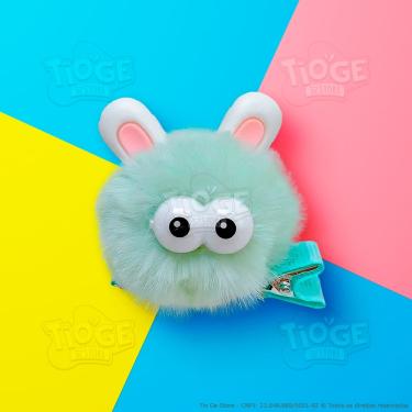 Imagem de Monstrinho Bolinha de Pelúcia Pequeno Presilha Cabelo Maluco Bichinho Olhos Grandes Fofo Engraçado Verde