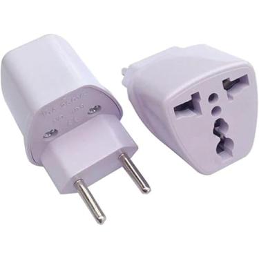 Imagem de KIT 2 Adaptador De Tomada Universal Padrão Europeu UK Para Brasileiro Bivolt 10a Benjamin Internacional Com Plug Nacional Portátil Para Viagens Preto E Branco LINHA PREMIUM DUPIN (BRANCO)