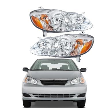 Imagem de SEBLAFF TO2502154, TO2503154, montagem de farol esquerdo e direito de substituição para Corolla 2003 2004 2005 2006 2007 2008 Branco transparente