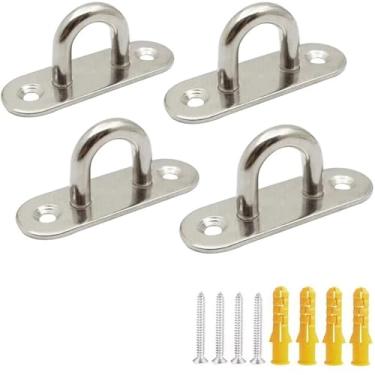 Imagem de Lagogia Placa de olho M8 de aço inoxidável 304, ganchos ovais de parede de teto de 8 mm, fecho de porta oval para cordão de assento, adequado para aplicações de balanço de rede de ioga marítima,