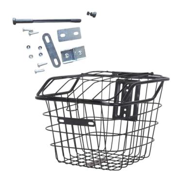 Imagem de Amagogo Cesta traseira dianteira de fio de metal para bicicleta com tampa cesta de carga 11,4x10,6x9 polegadas para acessórios de mountain bike de grande