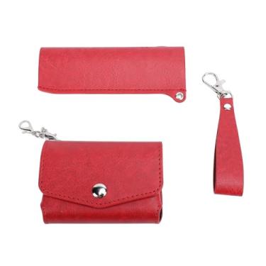 Imagem de Estojo para Caixa de Cigarro Em Couro PU, Suporte Leve para Isqueiro Em Couro PU, Estojo à Prova de Poeira Resistente a Impactos, Com Bolso Mais Leve, para Armazenamento (vermelho)
