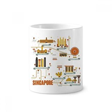 Imagem de Porta-canetas de escova de dentes vintage Singapura Landmark Caneca branca de cerâmica 355 ml