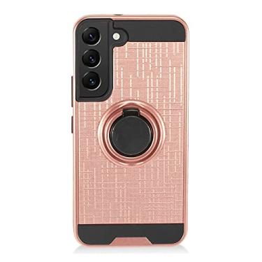 Imagem de Eaglecell - Para Samsung Galaxy S22 5G 6,1 polegadas (SM-S901) - Capa de telefone à prova de choque com suporte de anel - RS2 ouro rosa