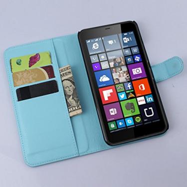 Imagem de Capa para Microsoft Nokia Lumia 640XL – Capa carteira flip de couro PU para Microsoft Nokia Lumia 640XL, capa de proteção de telefone estilo empresarial, capa com [compartimentos para dinheiro e