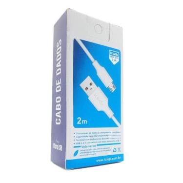 Imagem de Cabo Usb V8 Kingo Branco 2 Metros 2.1A Para Galaxy A01 Core