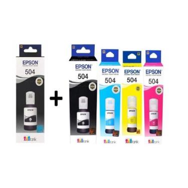 Imagem de Kit com 5 refil epson 504 ( sendo 2 pretos e 3 coloridos "ciano, magen