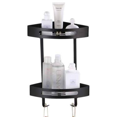 Imagem de Suporte de Canto Banheiro 2 Prateleiras Porta Shampoo Condicionador Sabonete Box Organi...