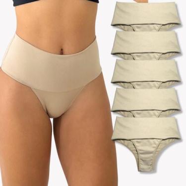 Imagem de Kit 5 Calcinha Cintura Alta Modeladora Bege Chocolate Rupee, G, Chocol
