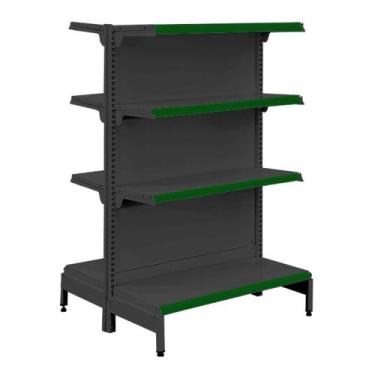 Imagem de Gôndola Prateleira Preta 4 Níveis 40x30 New Plus 1,40 Central Inicial 