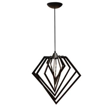Imagem de Luminária Pendente Teto Sala Cozinha Moderno Diamante Preto - Caroá, B
