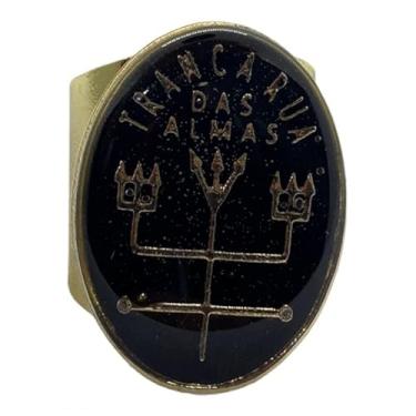 Imagem de Meta Atacado, Anel Ajustável Orixá CandombléUmbanda Metal-Selecione Modelo Cor:Tranca Rua 2,9cm Pr/Dour