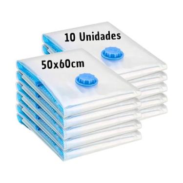 Imagem de Kit 10 Sacos À Vácuo Organizador De Roupas Edredom 50x60cm - Top Útil,