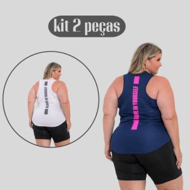 Imagem de Kit 2 Regatas Plus Size Dry Fit Feminina Academia - DCR, 1, Branco, 1,
