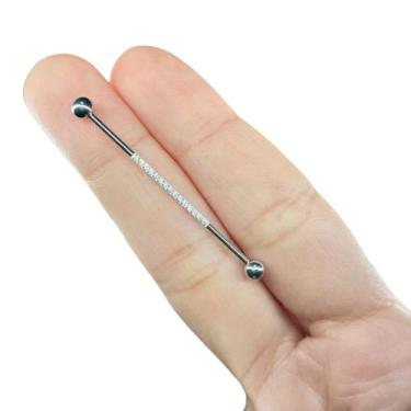 Imagem de Piercing Transversal com Zircônia Aço Cirúrgico - Rarasteel Piercing