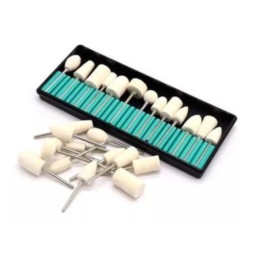 Imagem de Kit 12 Brocas Polidora Branca Profissional Lixadeira - Aqui tem Guria