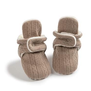 Imagem de Babelvit Botas de lã macia para bebês recém-nascidos, meninos, meninas, chinelos para bebês, meias antiderrapantes, primeiros passos, sapatos para berço de inverno, 001 Zlight Brown, 6-12 Meses