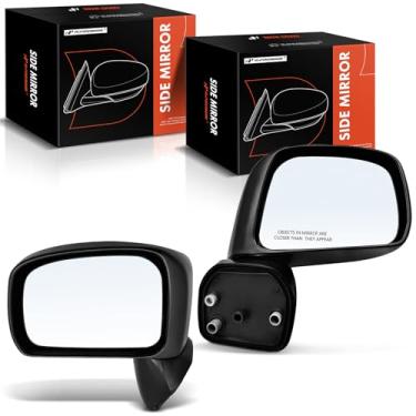 Imagem de A-Premium Par (2) Espelho retrovisor manual do lado do motorista e do passageiro - Compatível com Nissan Versa 2009 2010 2011 - Espelho retrovisor externo preto dobrável manual não aquecido -