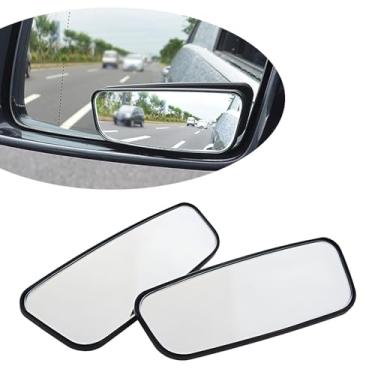 Imagem de Nowkont 2 peças de espelho retrovisor de carro, espelho de ponto cego, espelho retangular curvo de 9,4 x 3,6 cm para expandir o campo de visão, ferramenta auxiliar de estacionamento de ré ajustável em