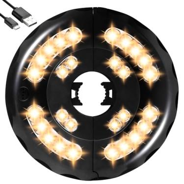 Imagem de Guarda-chuva de pátio luz branca quente 3 modos de iluminação sem fio 24 luzes de LED em 200 luxos - 4 x pilhas AA, luz de polo de guarda-chuva para guarda-chuvas de pátio, tendas de acampamento ou uso externo, Moderno, 24led-warm White