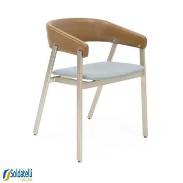 Imagem de Cadeira Coller Aço Champanhe Encosto Estofado - Datteli Design - Datel
