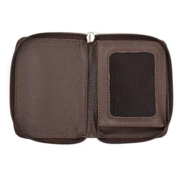 Imagem de Carteira Masculina Couro Café Zíper Porta Nota e Documentos - Jalad, 0