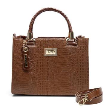 Imagem de Bolsa Castelo Handbag Form's com Textura Alça Fixa Trançada, Marrom