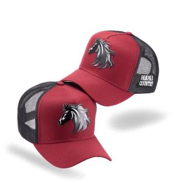 Imagem de Boné Trucker Telinha Masculino Feminino Pampas Country Original, Bordô