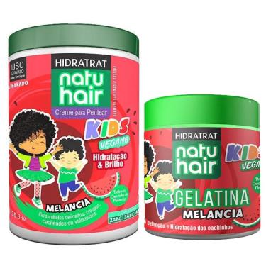 Imagem de Kit Natuhair Melancia Kids Vegano Hidratrat Creme para Pentear + Gelatina
