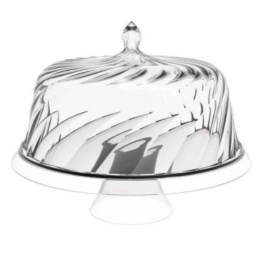 Imagem de Boleira Porta Bolo com Cúpula e Pé 25cm Transparente Glassy Crippa Doc